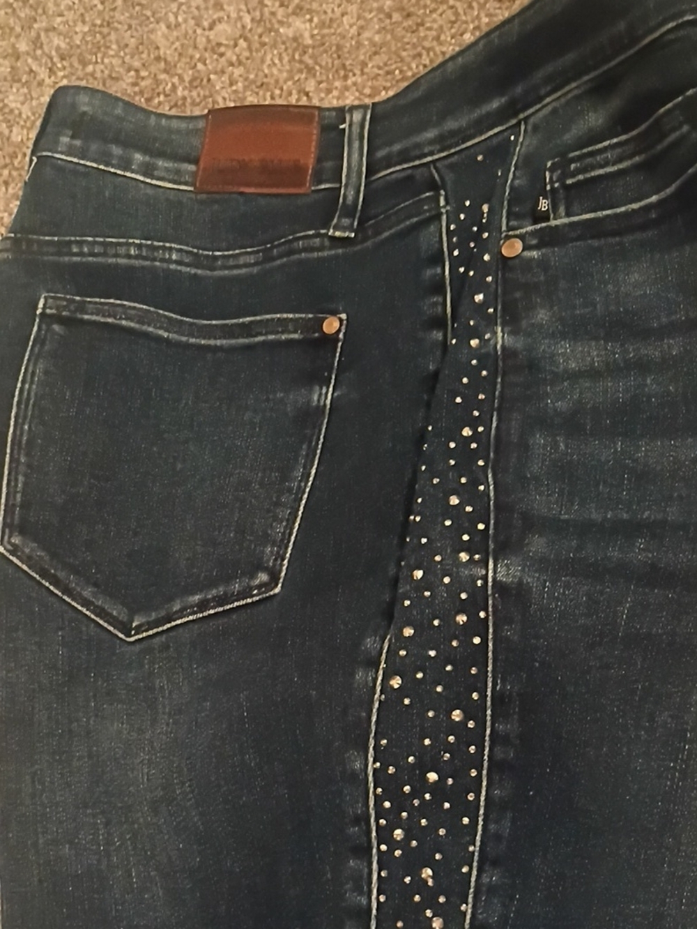 Judy Blue Navy Flare Jeans with Rhinestone Side Panel